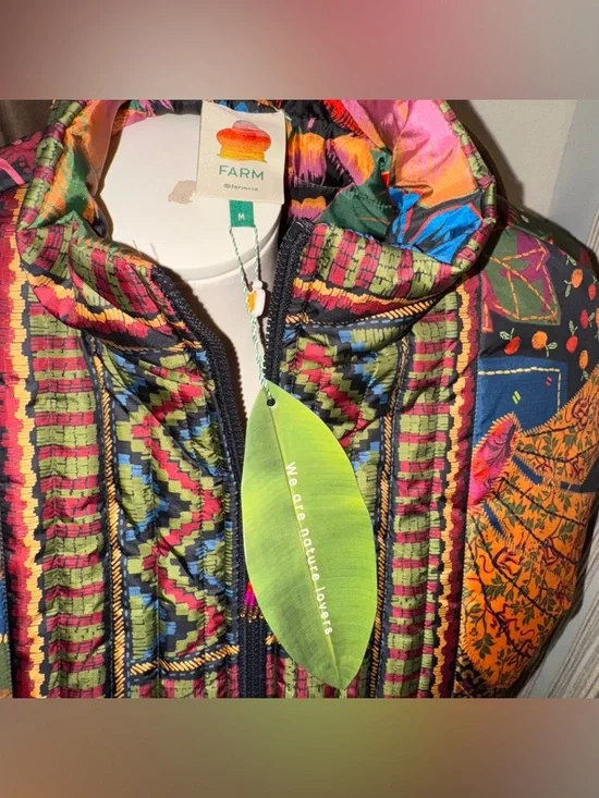 NWT Farm Rio Crazy Mix Reversible Puffer Jacket Size M - Picture 6 of 8